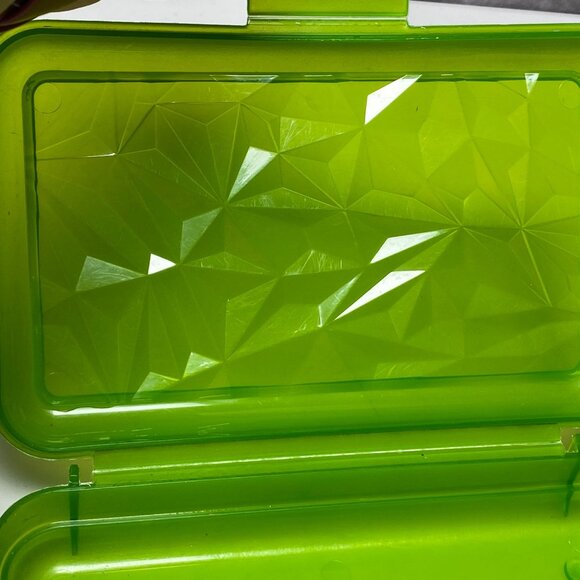 Green Thingamabox Pencil School Box Geometric Texture Lid USA Made - Picture 10 of 14